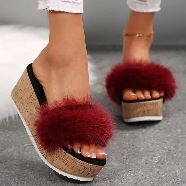 Maison Fuzzy Wedge Sandal