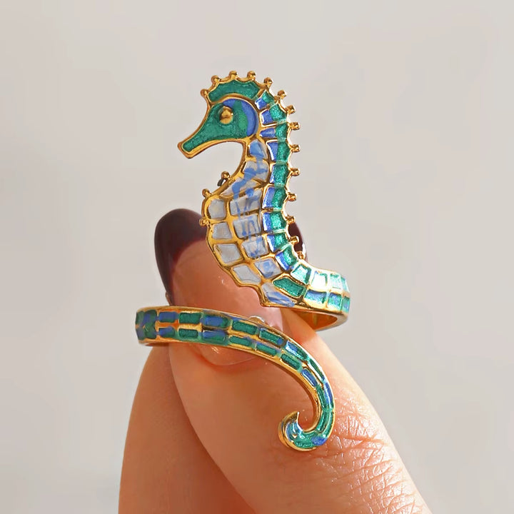 Iridescent Seahorse Wrap Ring