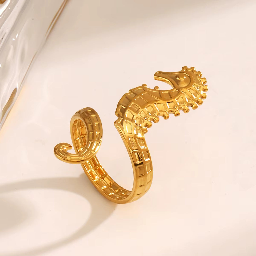 Iridescent Seahorse Wrap Ring