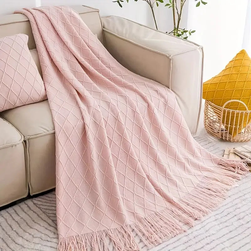 Eden Diamond Fringe Throw Blanket