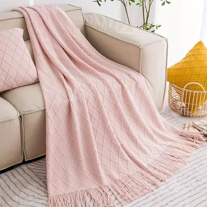 Eden Diamond Fringe Throw Blanket