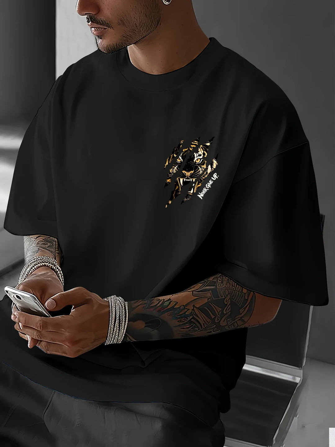 Never Give Up Oversized Tee