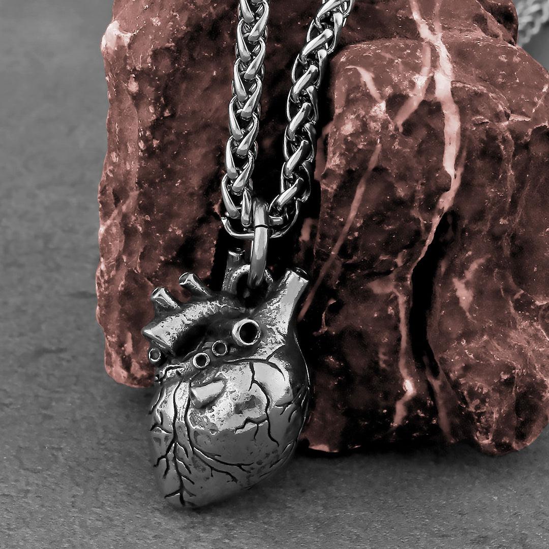Steel Heart Pendant Necklace
