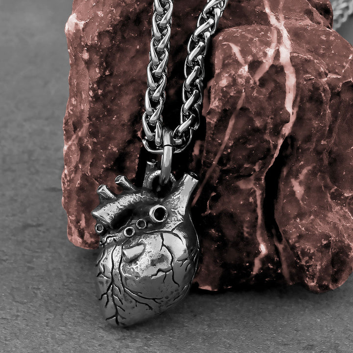 Steel Heart Pendant Necklace