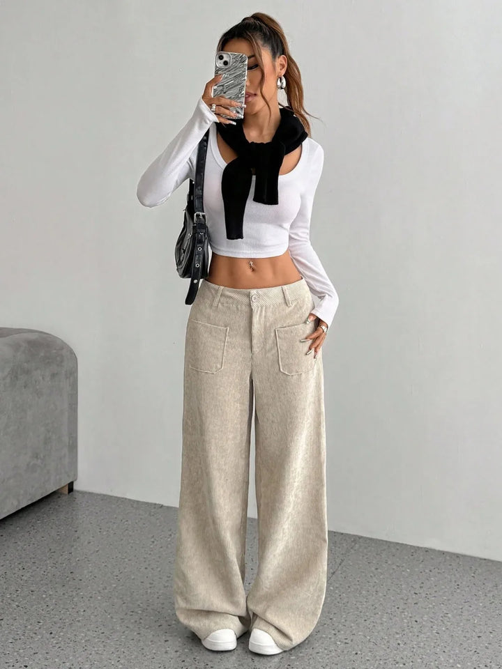 Maison Corduroy Wide-Leg Pant