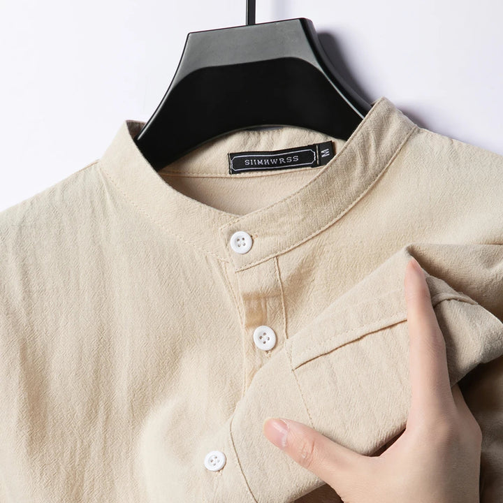 Castell Linen Mandarin Shirt