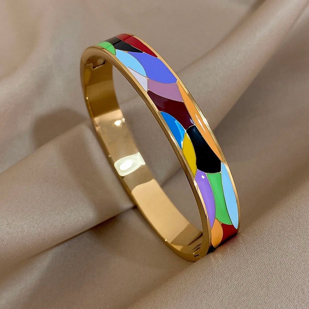 Mosaic Abstract Enamel Bangle