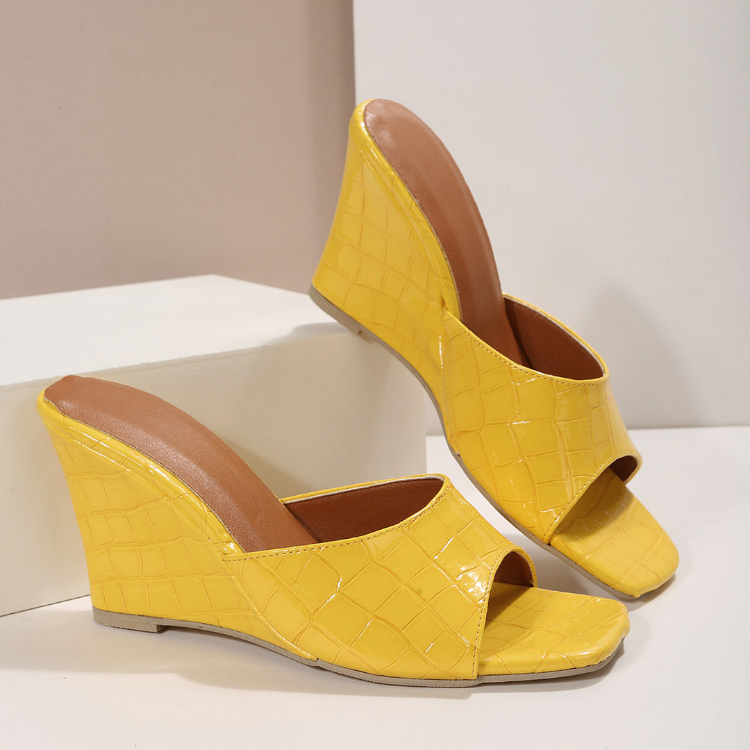 Estelle Faux Snake Leather Wedges