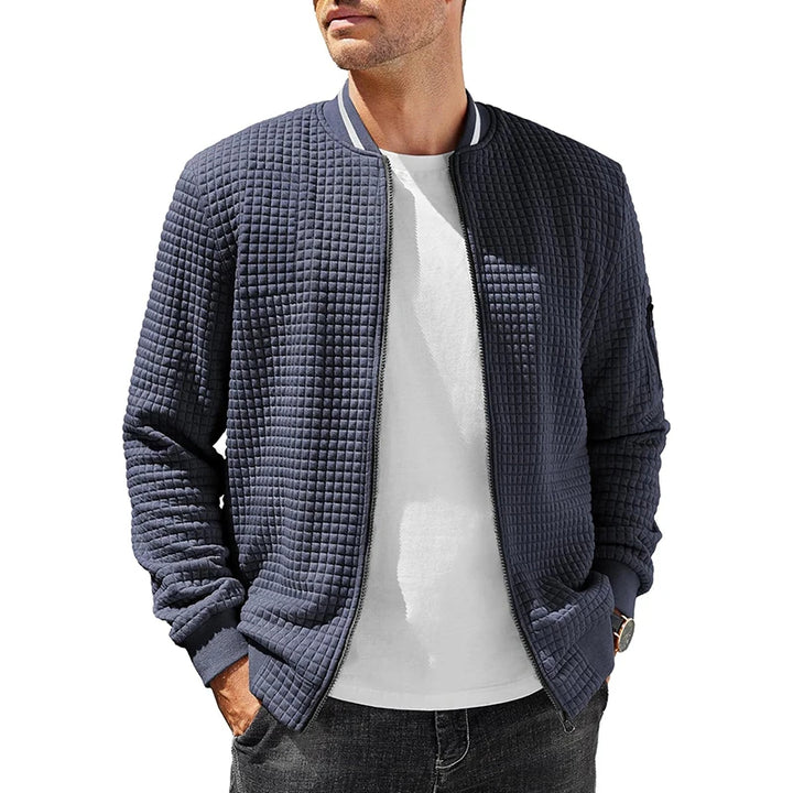 Henley Waffle Zip Bomber