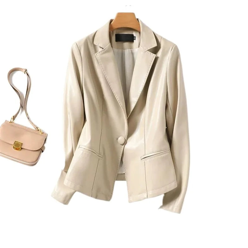 Victoria Faux Leather Blazer
