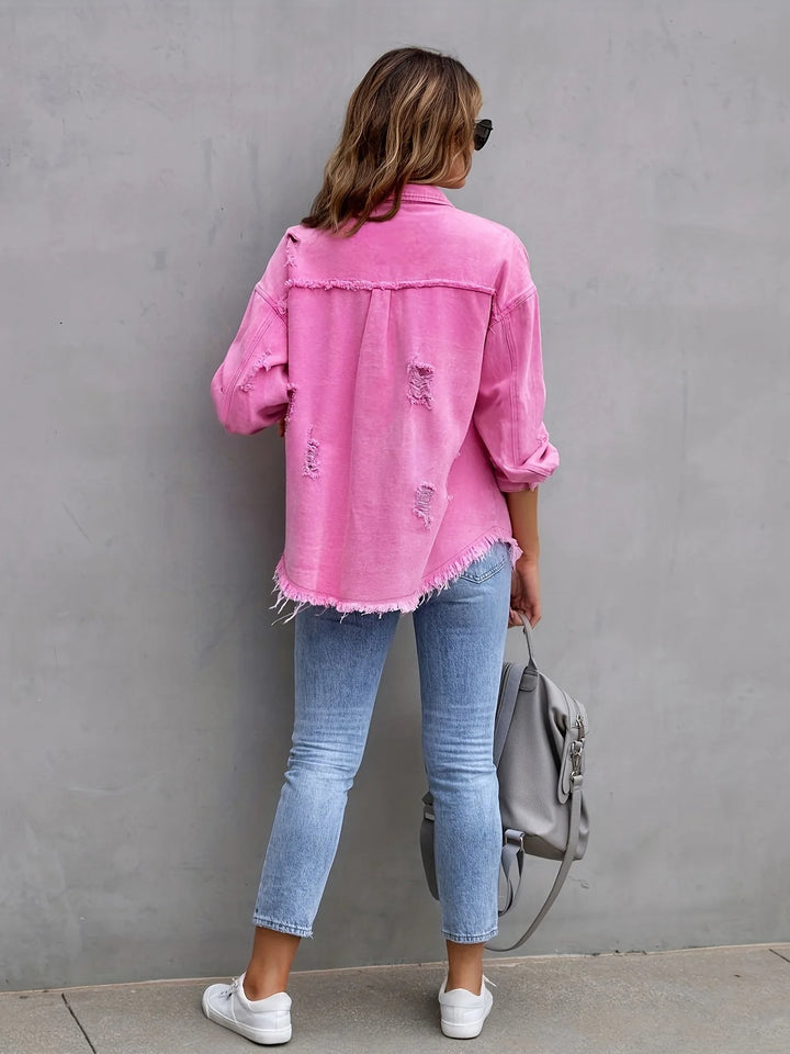 Midtown Distressed Denim Shirt Jacket