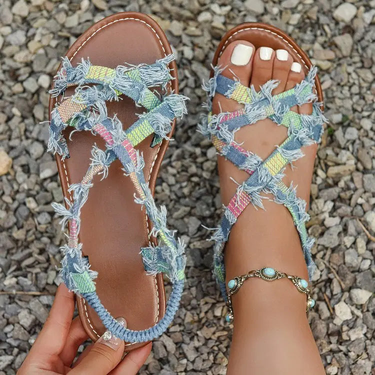 Denim Theory Frayed Sandals