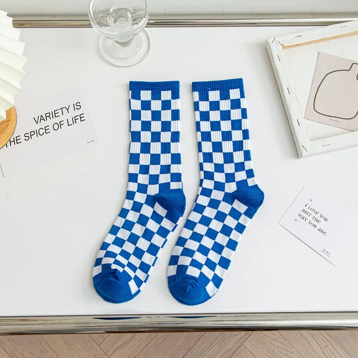 Checker Grid Crew Sock Set