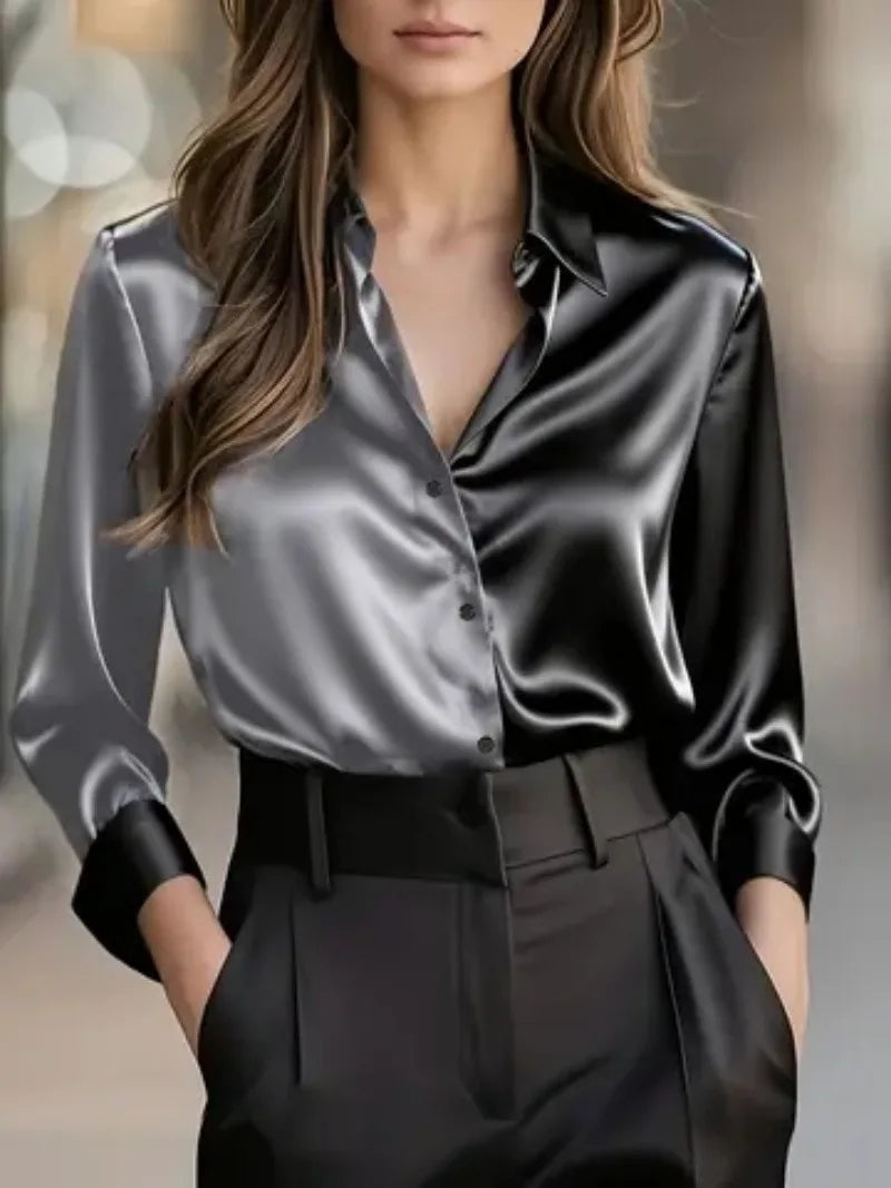 Seren Dual-Tone Satin Blouse