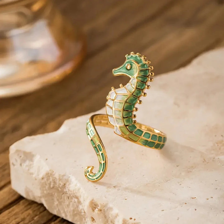 Iridescent Seahorse Wrap Ring