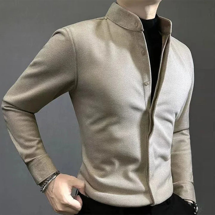 Mandarin Collar Button-Up