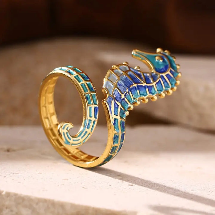 Iridescent Seahorse Wrap Ring