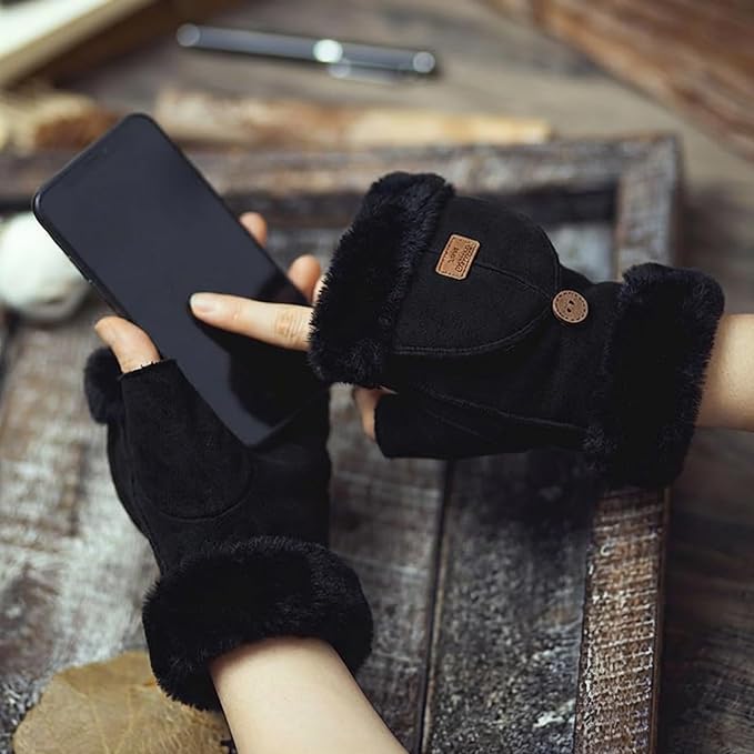 Vail Suede Flip-Top Mittens