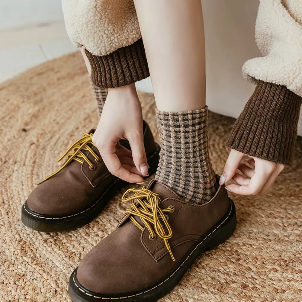 Plaid & Pecan Waffle Sock Set