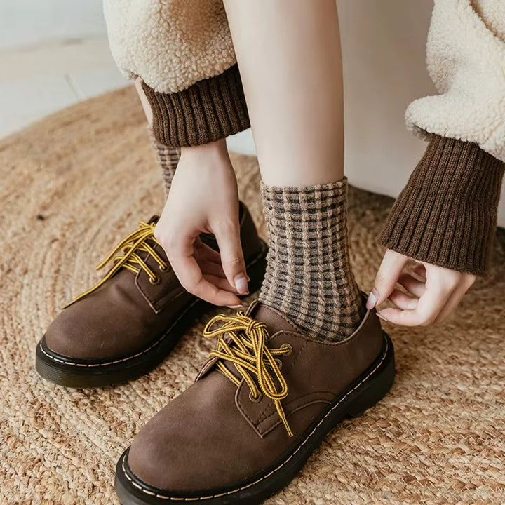 Plaid & Pecan Waffle Sock Set