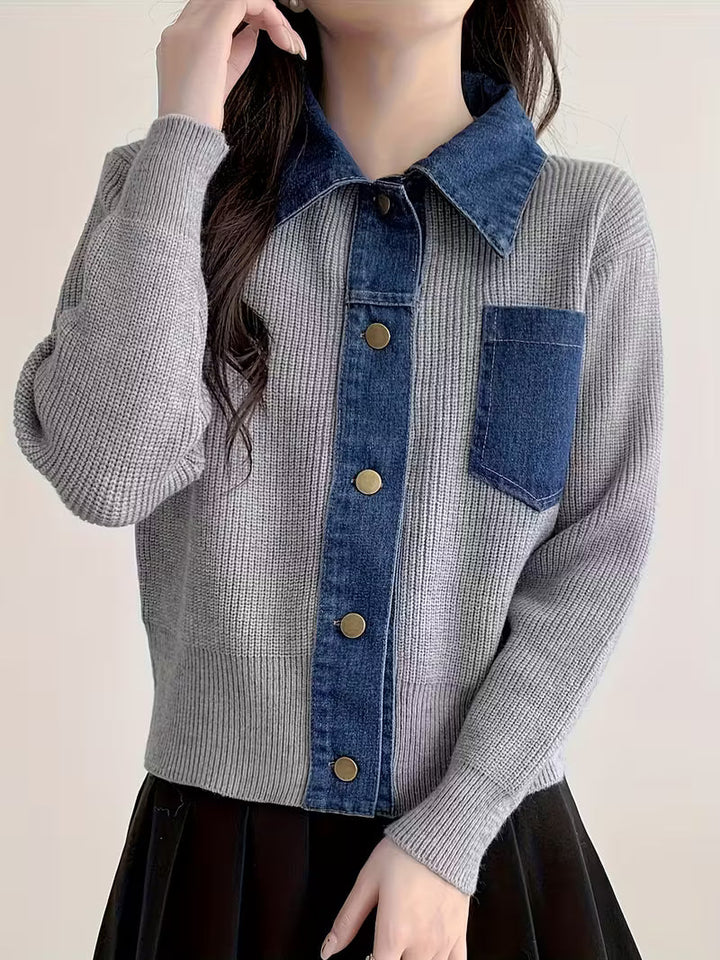 Hollis Contrast Denim Cardigan