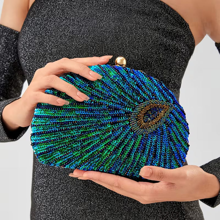 Peacock Sequin Clutch Bag