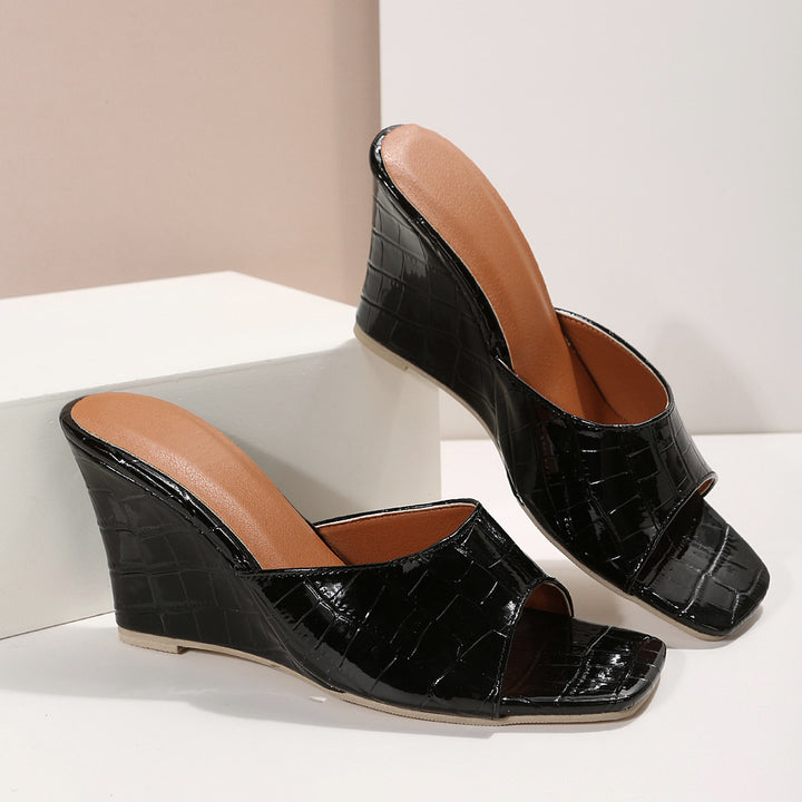 Estelle Faux Snake Leather Wedges