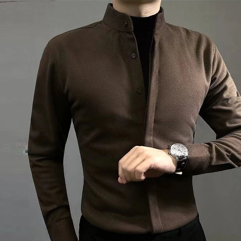 Mandarin Collar Button-Up