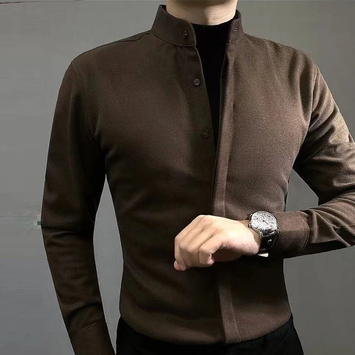 Mandarin Collar Button-Up