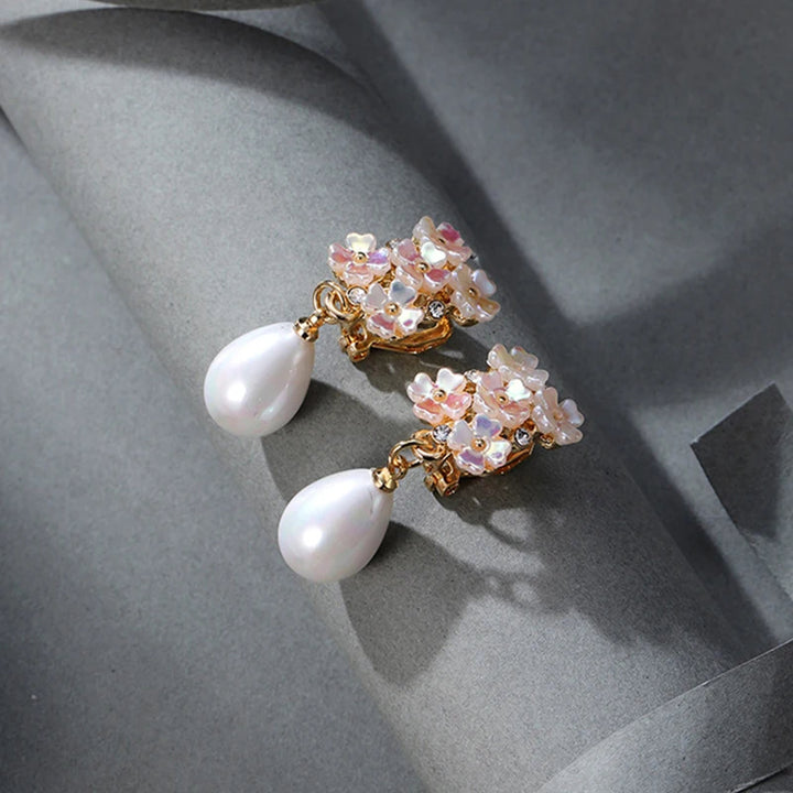 Pearl & Petal Drop Earrings