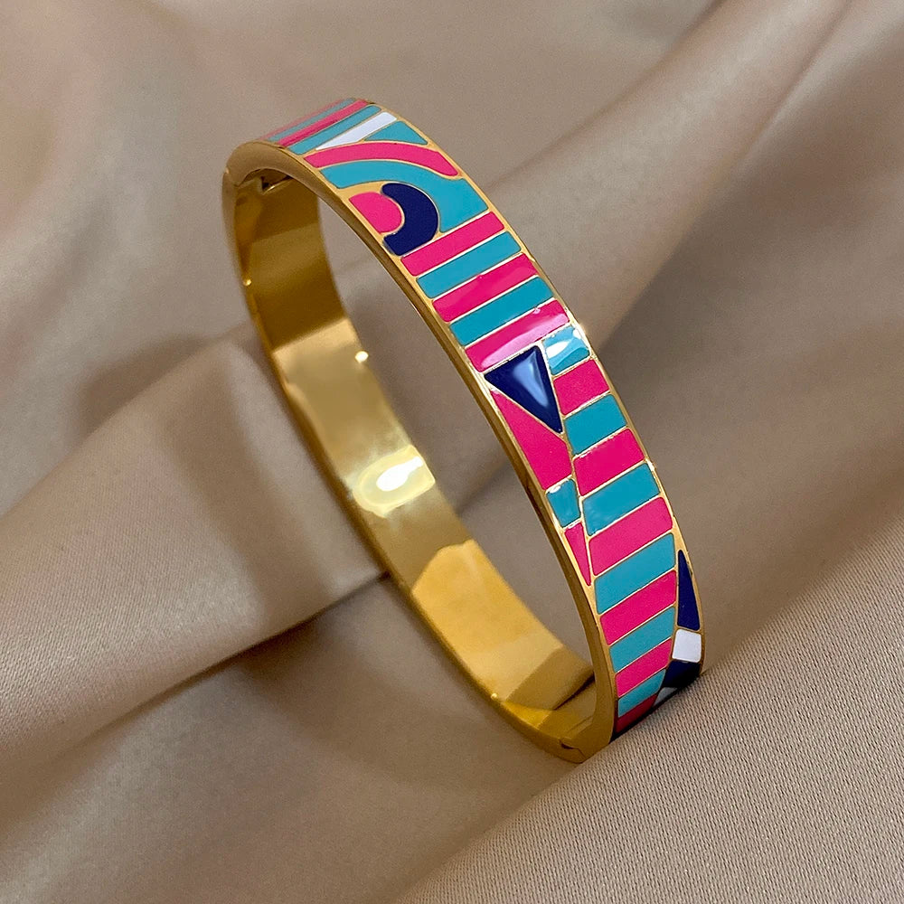 Mosaic Abstract Enamel Bangle