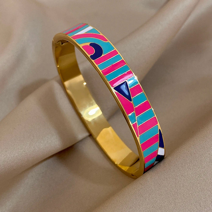 Mosaic Abstract Enamel Bangle