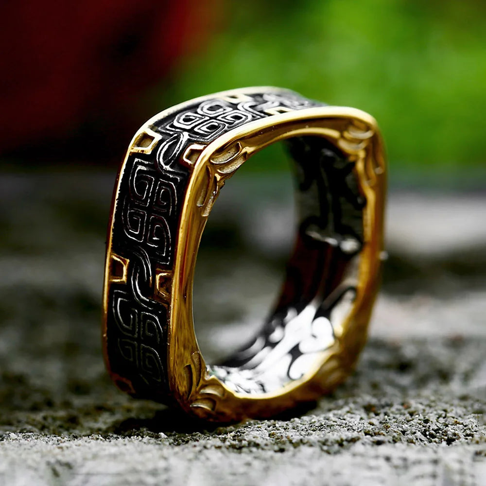 Rune Square Band Ring