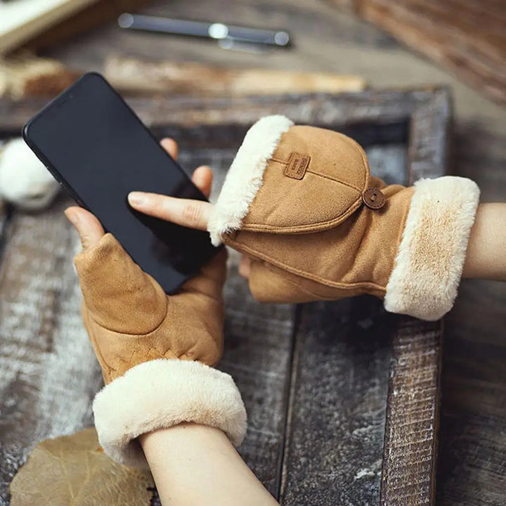 Alpine Suede Flip-Top Mittens