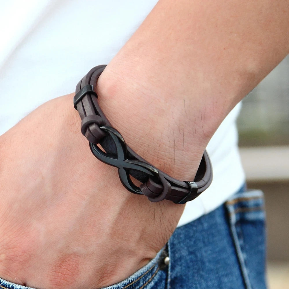 Infinity Link Leather Cuff