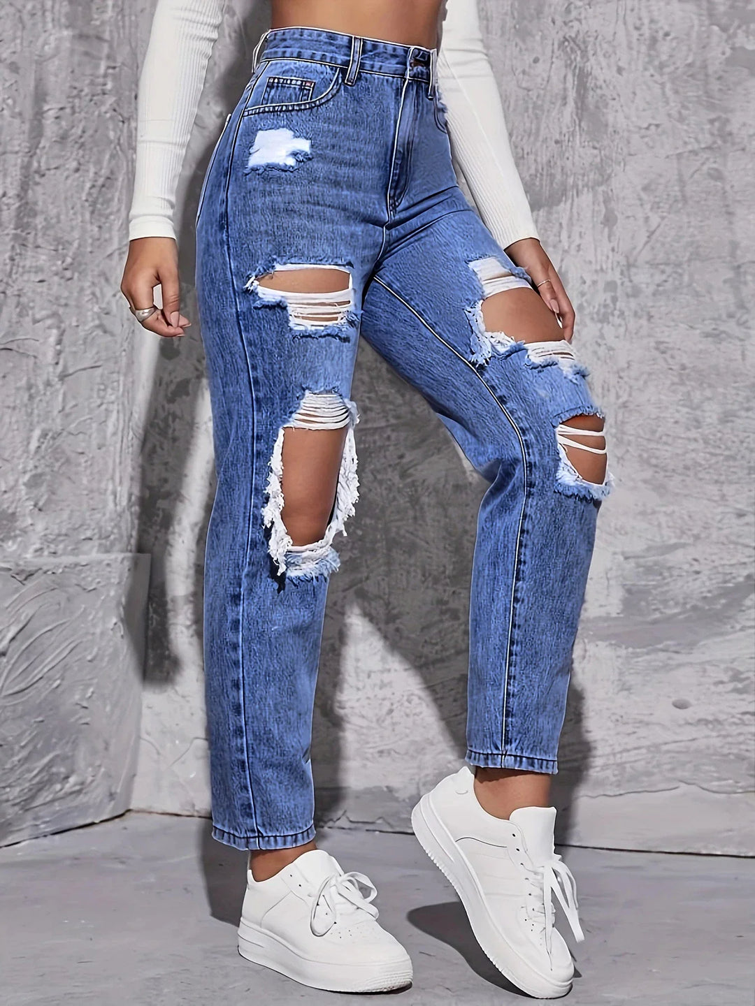 Rebel Distressed High-Rise Jean