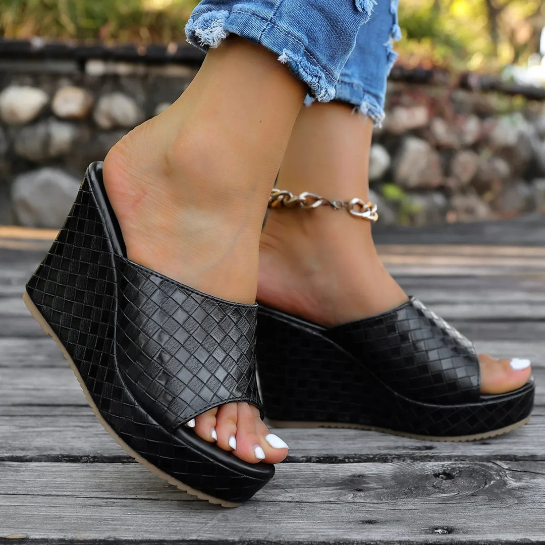 Athena Woven Wedge Mule