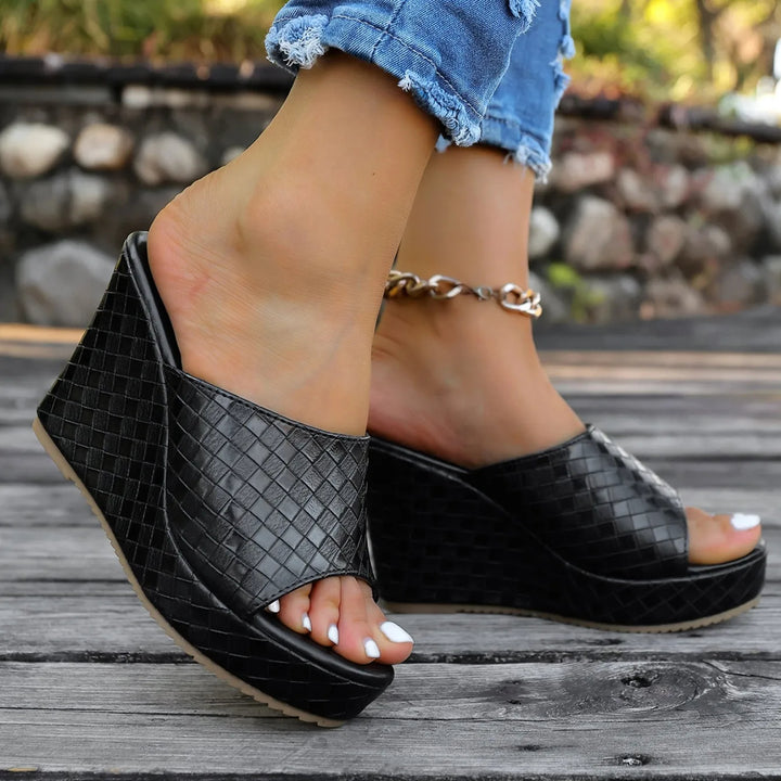 Athena Woven Wedge Mule