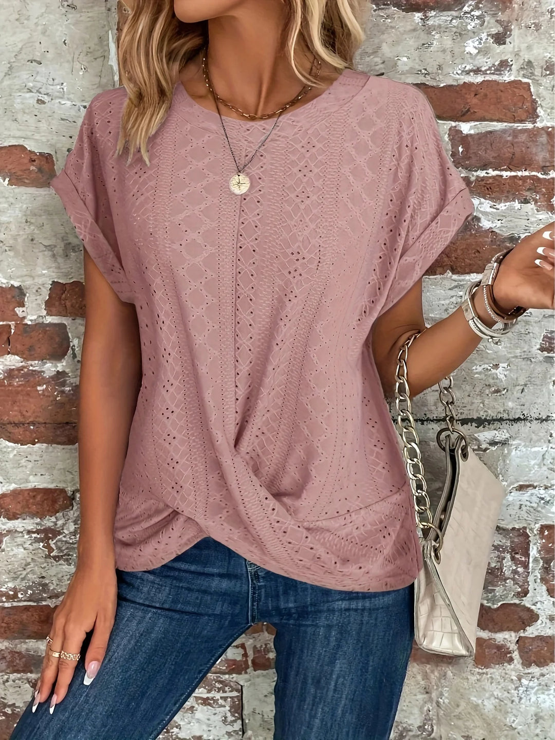 Monroe Waffle Knit Twist Tee