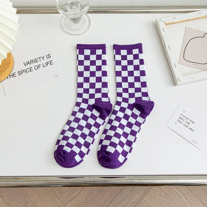 Checker Grid Crew Sock Set