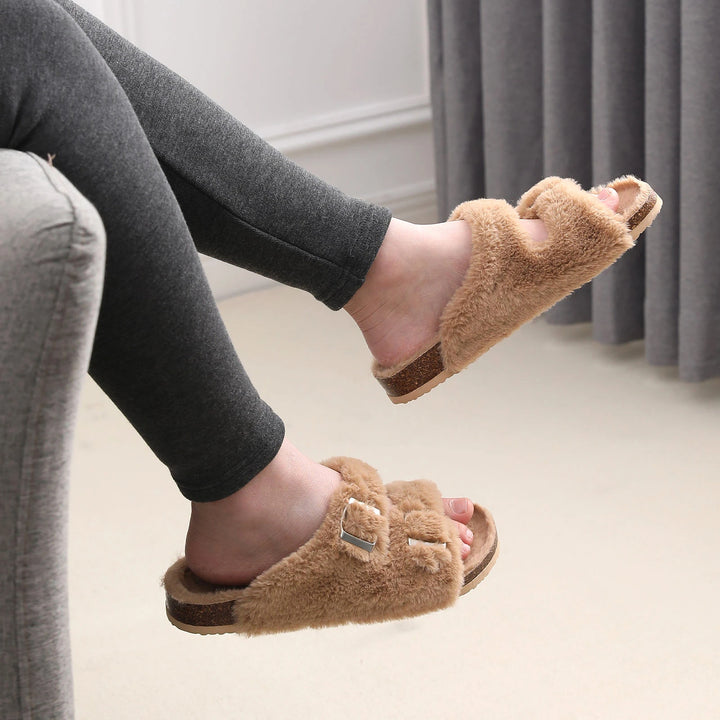 Belle Maison Faux Fur Slides