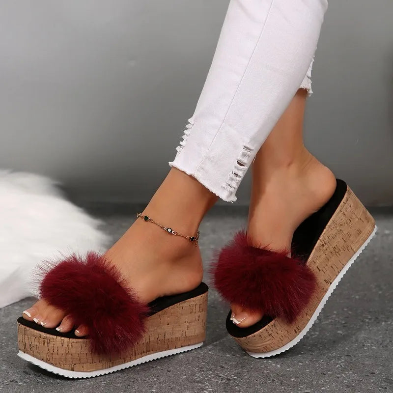 Maison Fuzzy Wedge Sandal