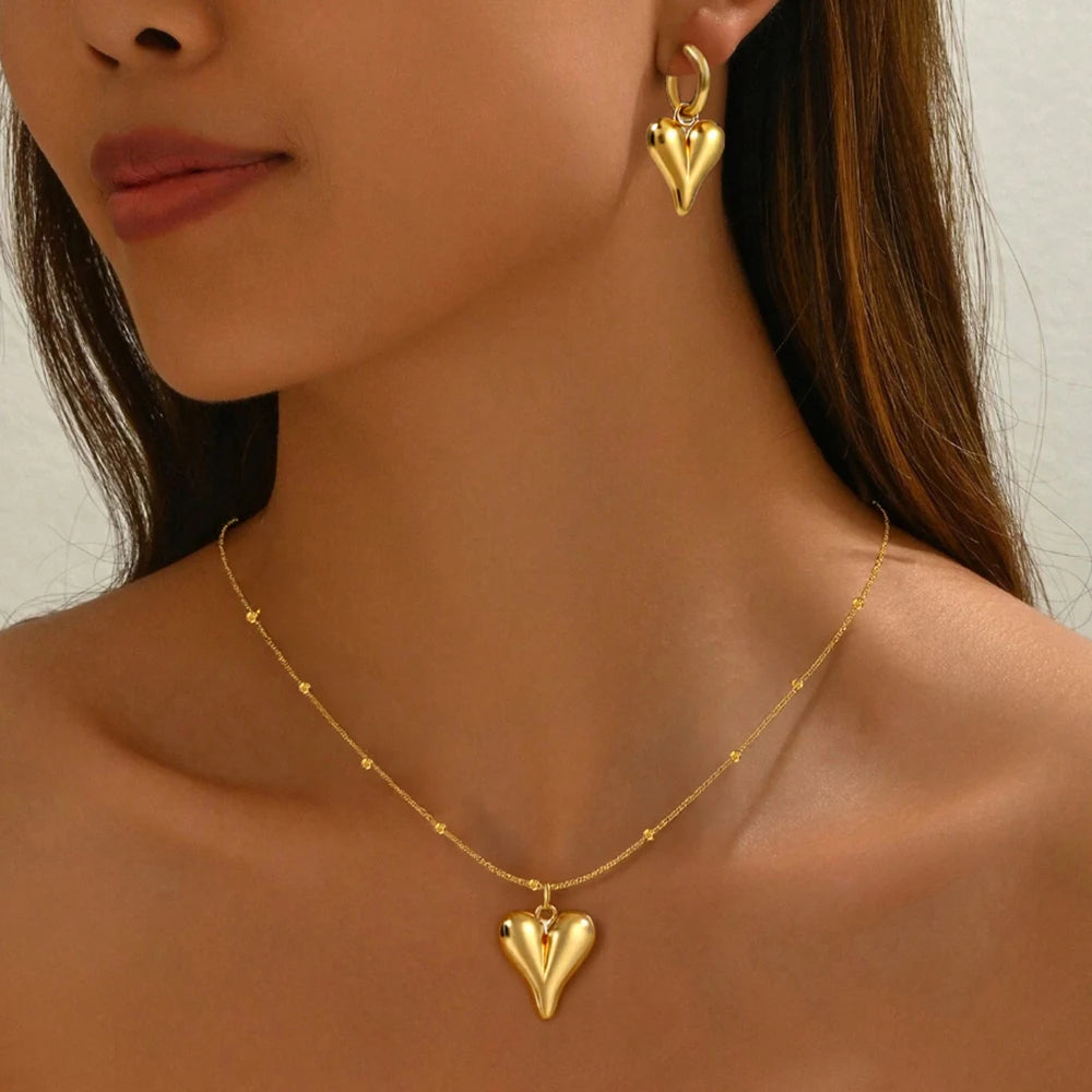 Puffed Heart Jewelry Set