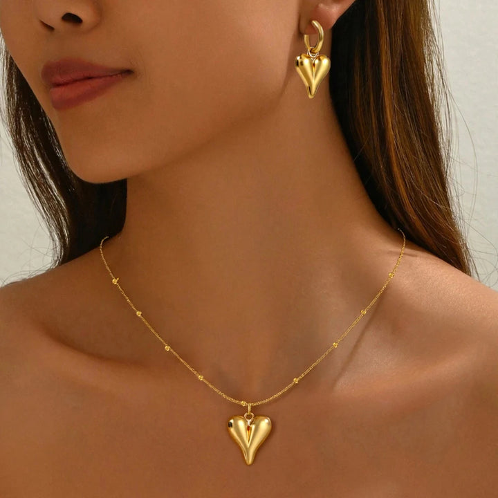 Puffed Heart Jewelry Set