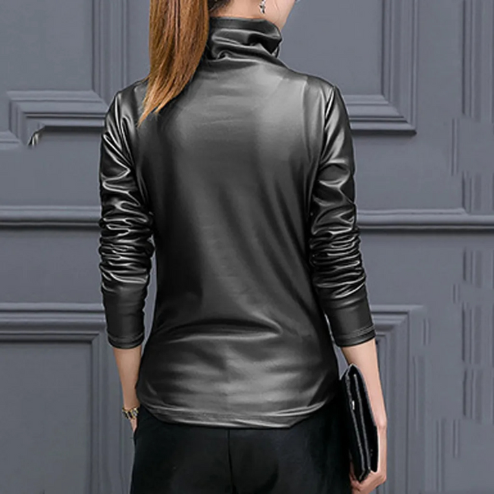 Midnight Faux Leather High-Neck