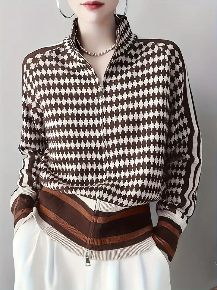 Isabella Houndstooth Zip-Up