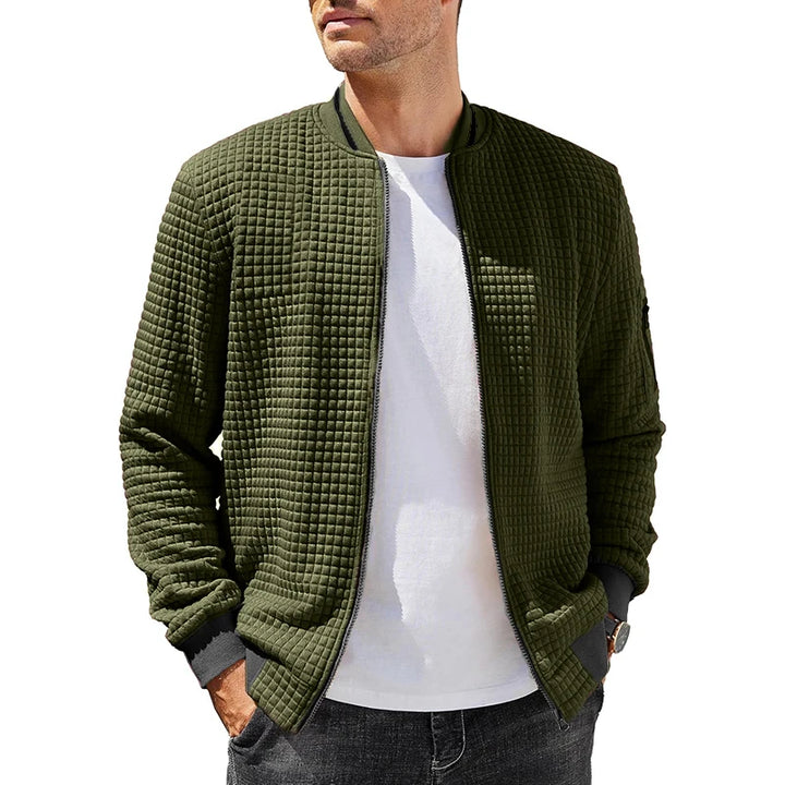 Henley Waffle Zip Bomber