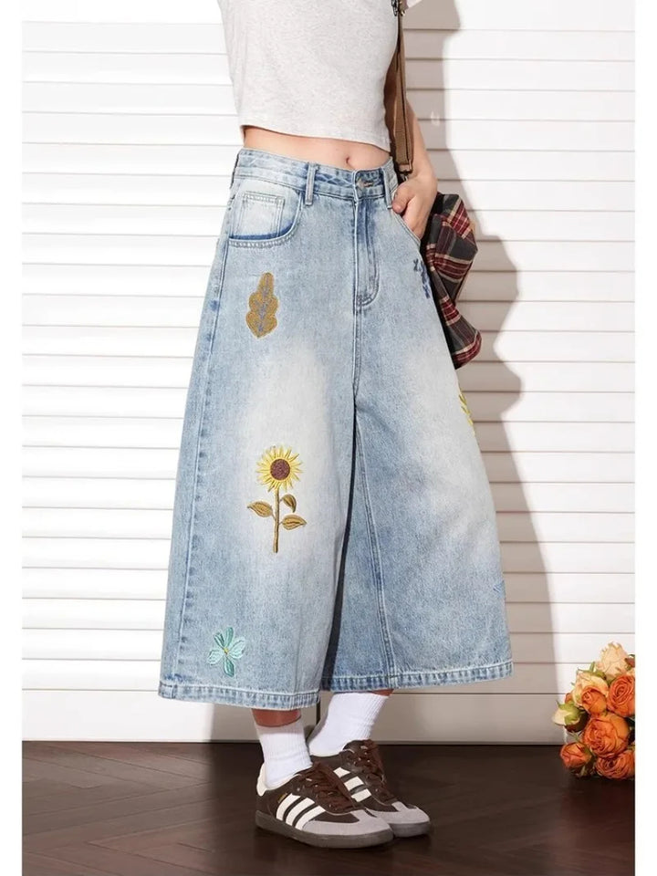 Patch & Petal Wide-Leg Denim Culotte