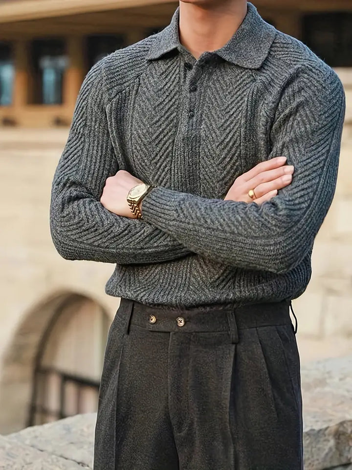 Laurent Cable Knit Polo Shirt