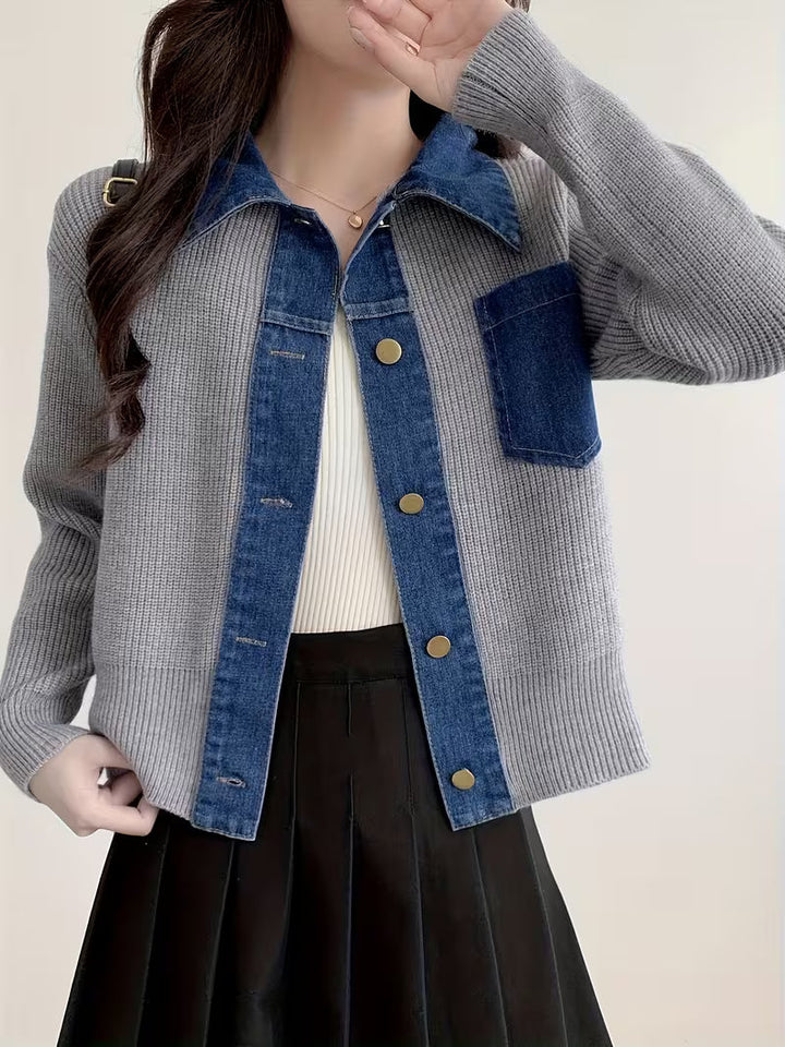 Hollis Contrast Denim Cardigan